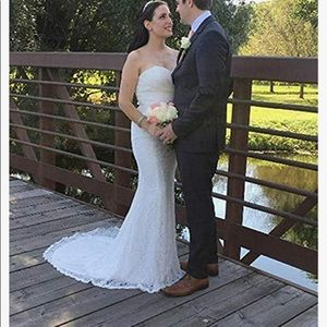 Women Lace Mermaid Bridal Wedding Dresses White16W